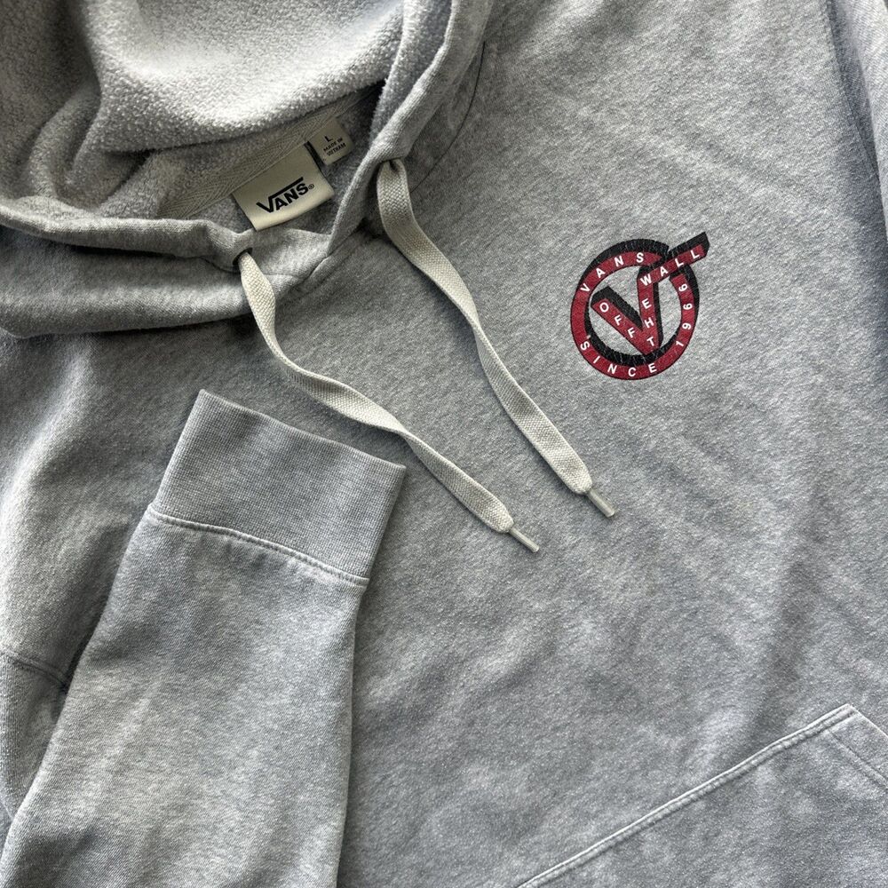 Vans Gray Pullover Hoodie Men’s Large Skate Streetwear Logo Hoodie
